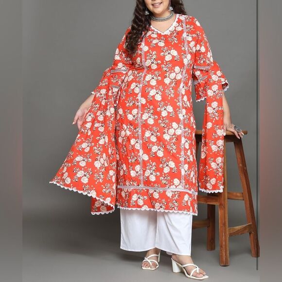 Women's Cotton Kurta & Palazzo with Dupatta - Size: 5XL(50) NWT - Picture 4 of 13